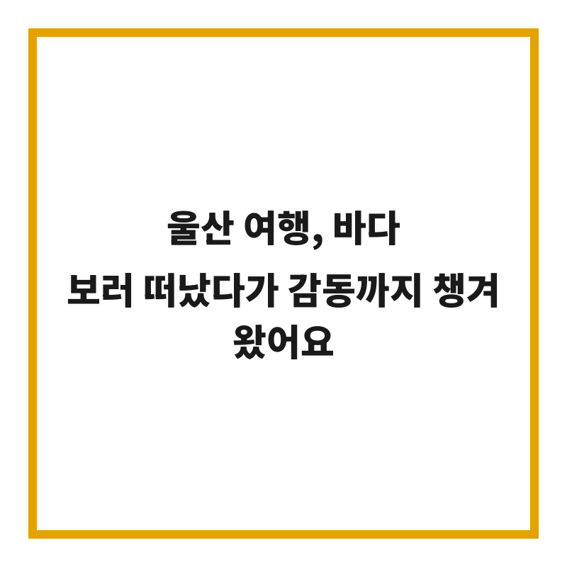 울산 여행, 바다 보러 떠났다가 감동까지 챙겨왔어요